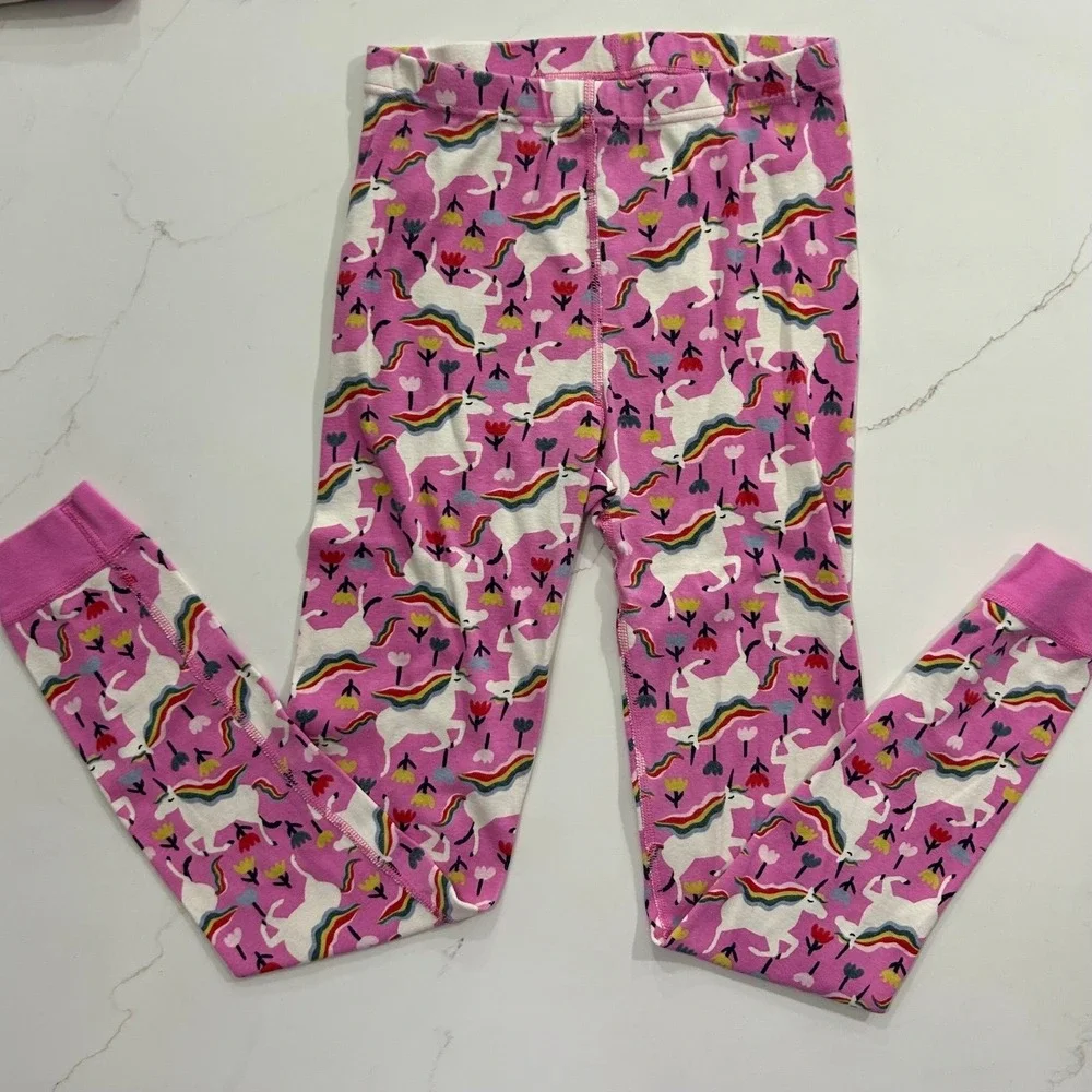 Hanna Andersson Pink Unicorn Print Pajama Set Kids Size 12